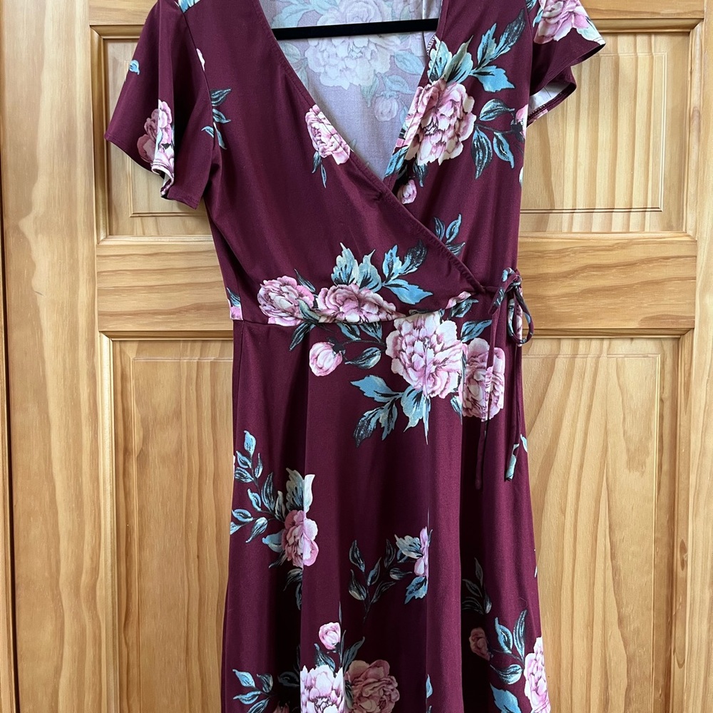 Burgundy Floral Dress
